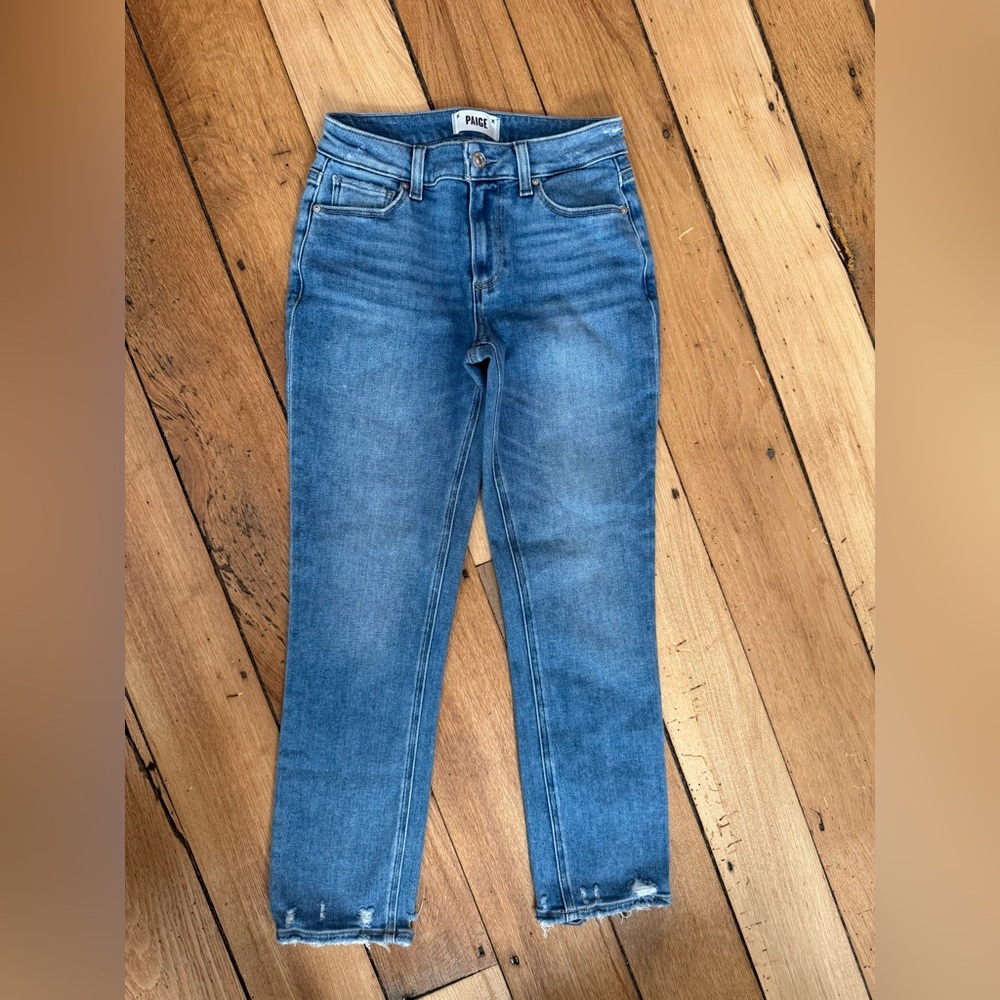 PAIGE Women's Brigitte Straight Leg Boyfriend Jeans in Blue Size 23